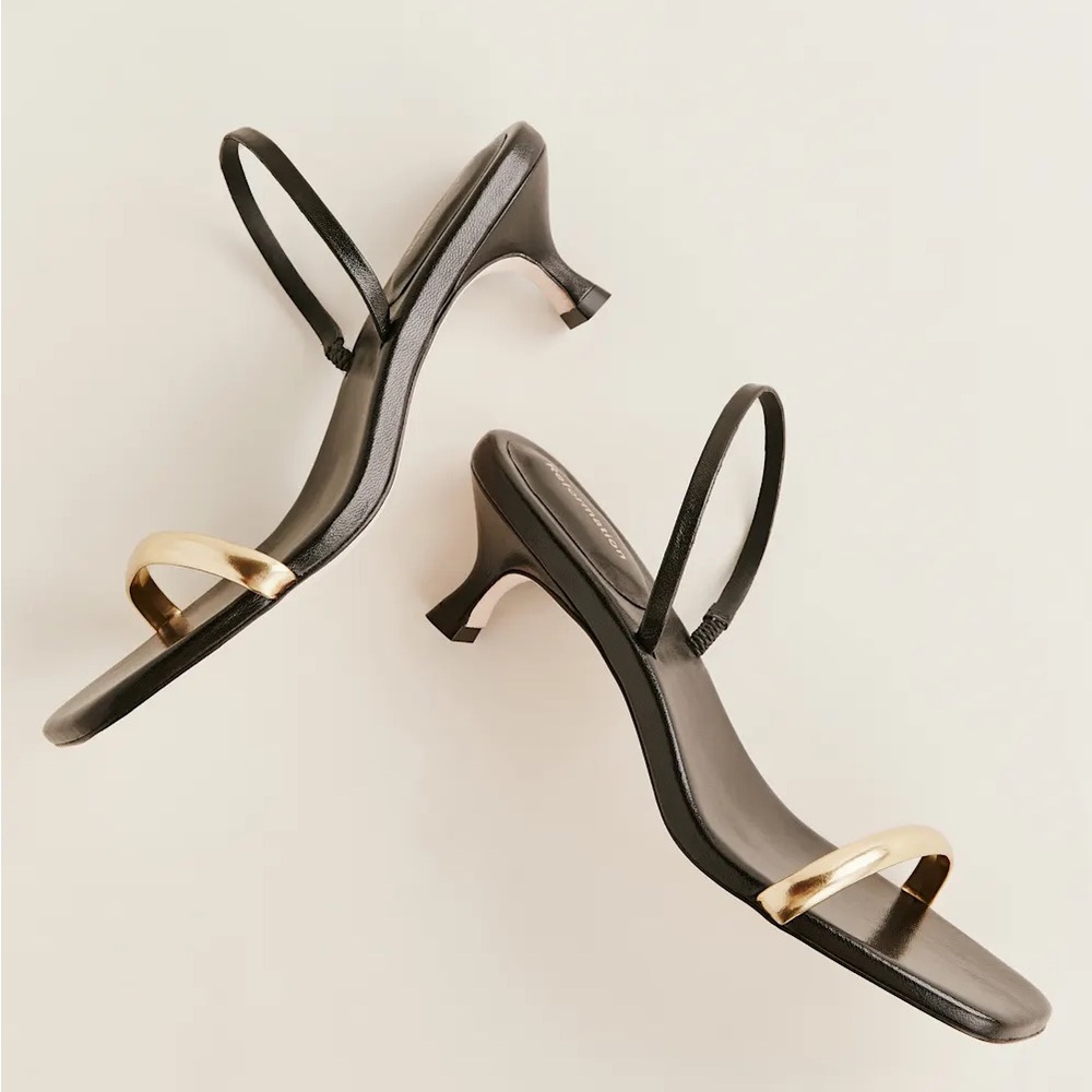 Reformation Samantha Black and Gold Women's Heels